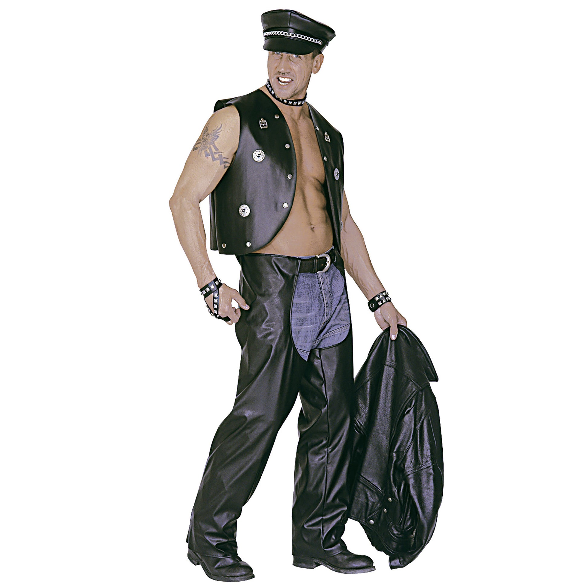 "CHAPS ROCKER/MOTORRADFAHRER" Kunstleder – Detailansicht