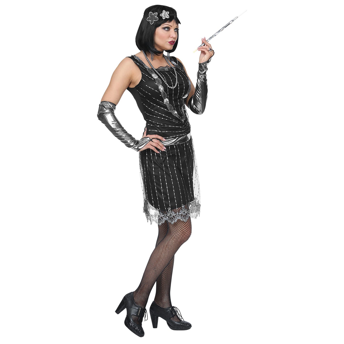 "CHARLESTON" (Kleid, Armstulpen, Kopfschmuck) – Detailansicht