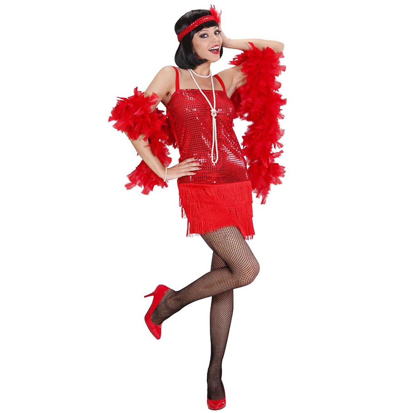 "CHARLESTON" (Kleid, Stirnband mit Feder) – Vorderansicht