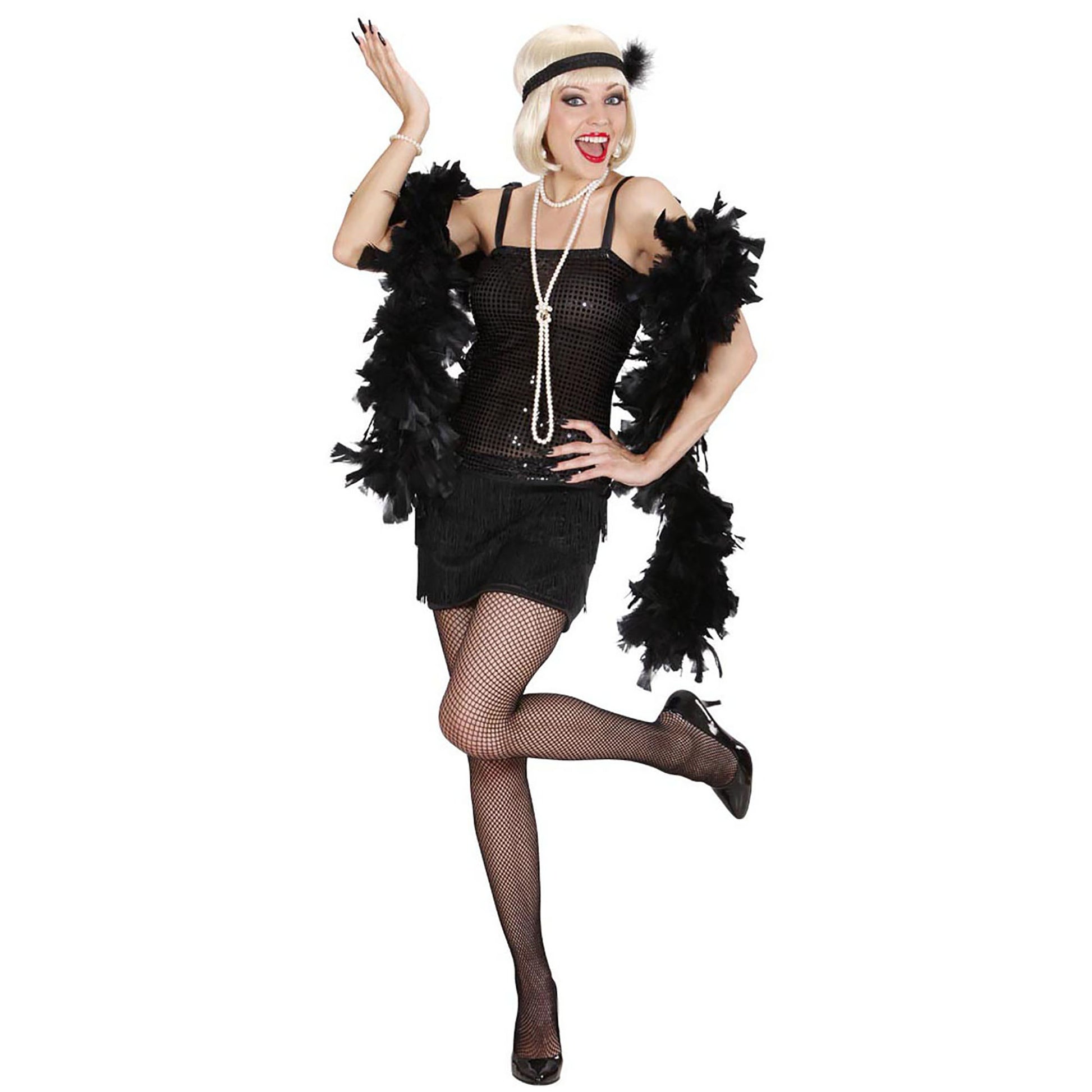 "CHARLESTON" (Kleid, Stirnband mit Feder) – Vorderansicht