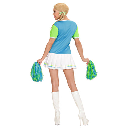 "CHEERLEADER" grün/hellblau (Kleid, 2 Pom Poms) – Ansicht 4