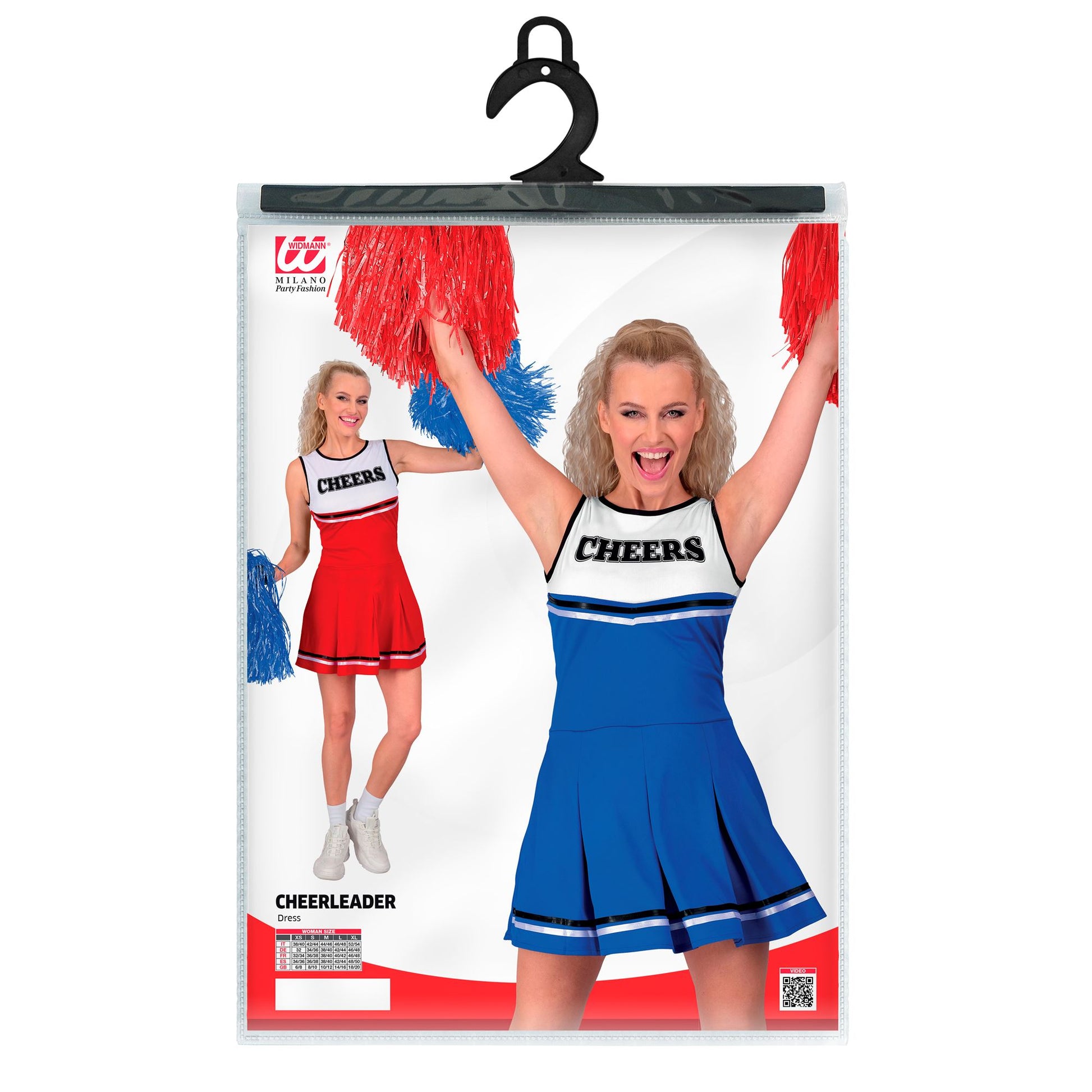 Widmann Cheerleader Kostüm Blau-Weiss Damen – Rückansicht