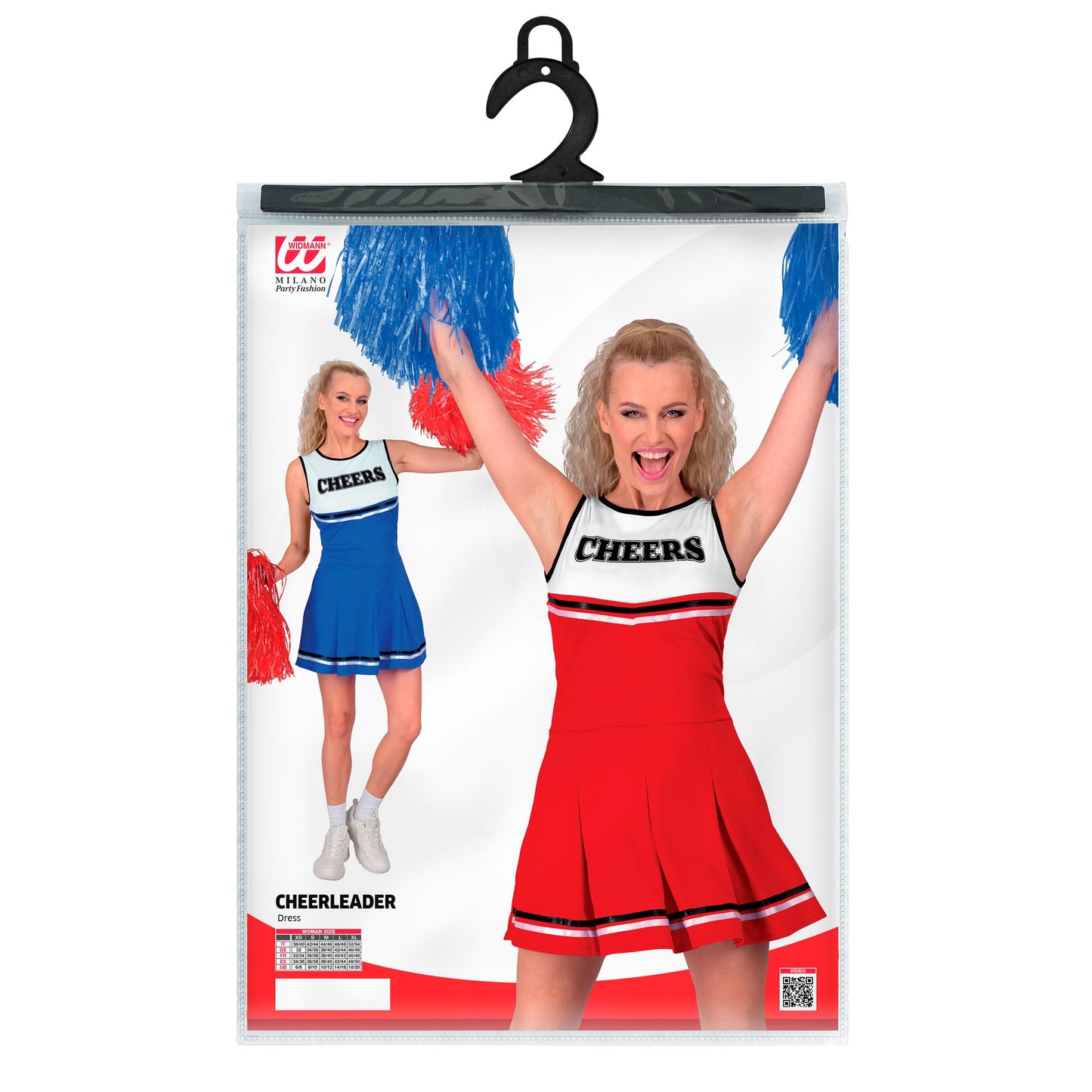 Widmann Cheerleader Kostüm Rot Weiss Damen – Rückansicht