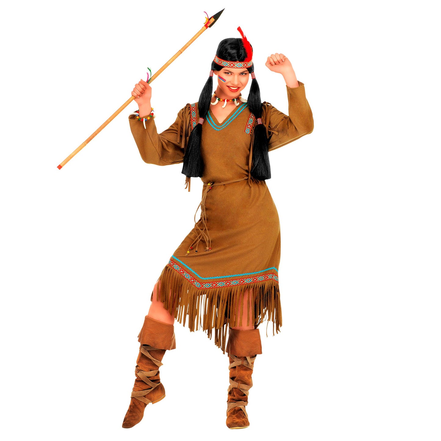 "CHEYENNE" (Kleid, Gürtel, Kopfband mit Feder) – Vorderansicht