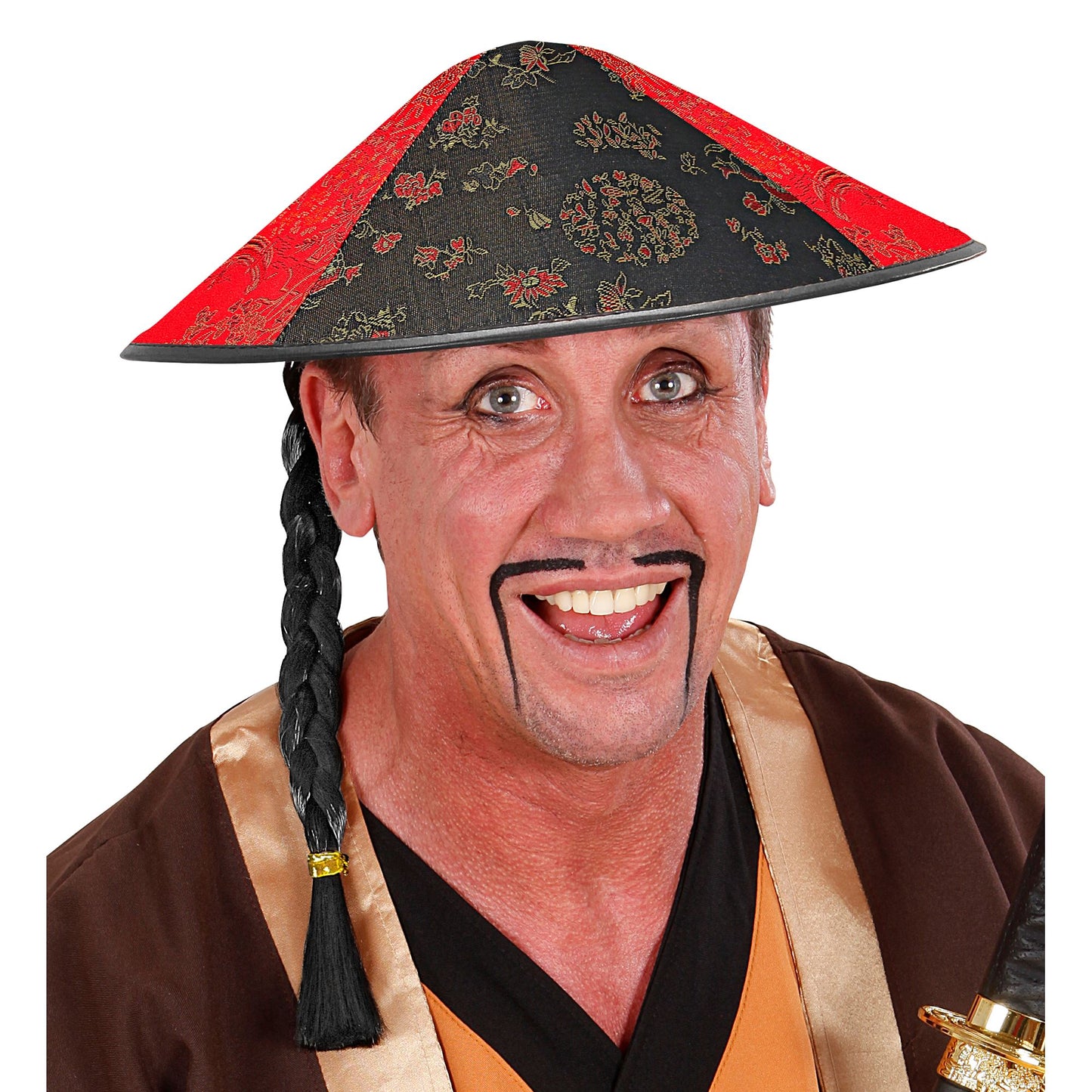 "CHINESENHUT MIT ZOPF" aus Satin – Detailansicht