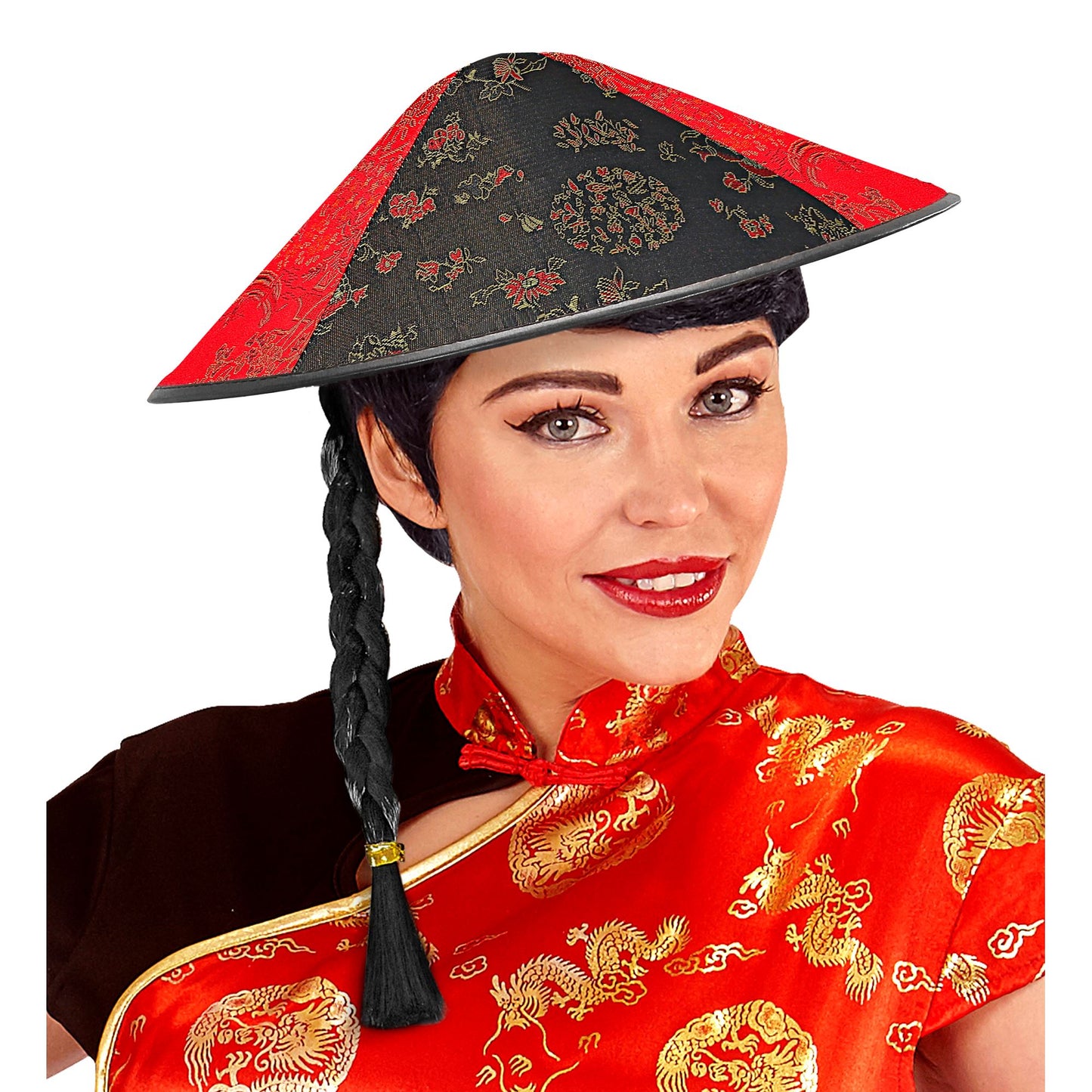 "CHINESENHUT MIT ZOPF" aus Satin – Ansicht 3