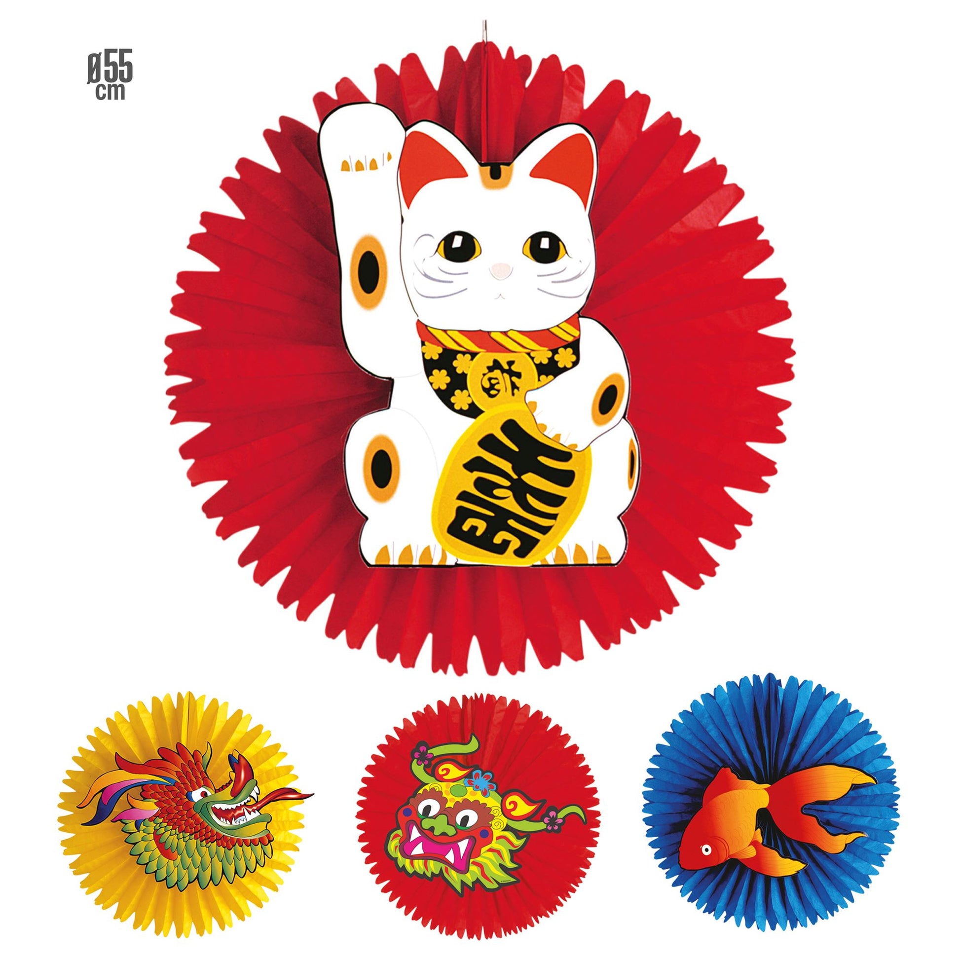 "CHINESISCHE MOTIVE ROSETTE" Ø 55 cm - sort. In 4 Modellen – Vorderansicht