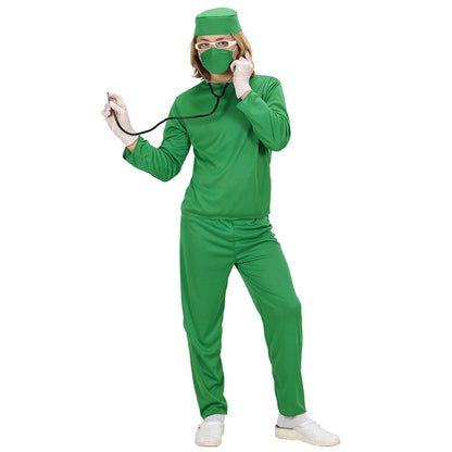 "CHIRURG" (Oberteil, Hose, Kopfbedeckung, Mundschutz) – Detailansicht