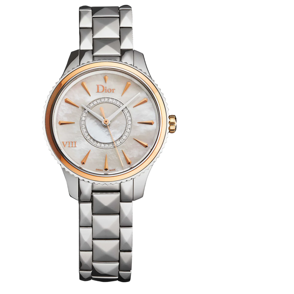 Christian Dior Dior VIII Montaigne Quarzuhr fuer Frauen in Silber mit Mother-of-Pearl-Zifferblatt