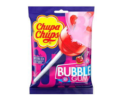 Chupa Chups Bubble Gum Kirsche 7 Stück extragrosser Lolli mit Kaugummikern 126 g