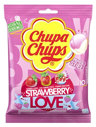 Chupa Chups Strawberry Love Erdbeer Lolli 10 Stück 120 g