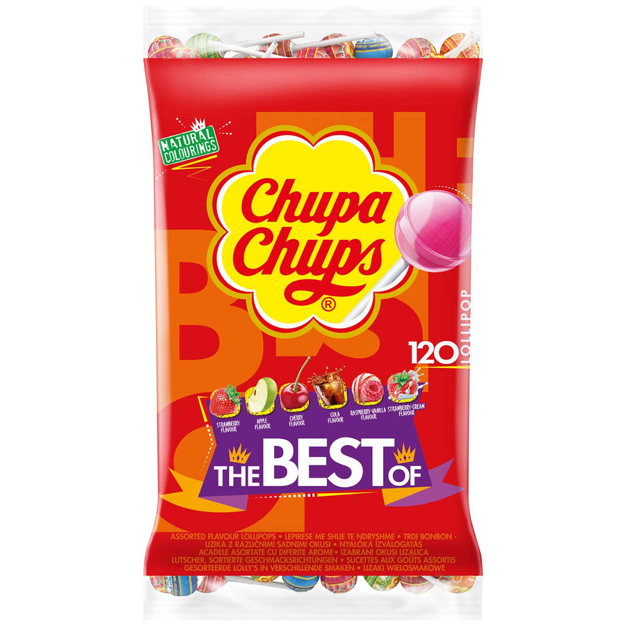 Chupa Chups The Best Of 120 einzeln verpackte Lollis bunt 1440 g – Produktansicht