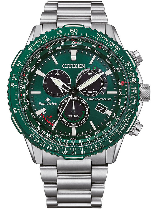 CITIZEN RADIOCONTROLLED Crono Pilot Steel CB5004-59W Analoguhr Armbanduhr