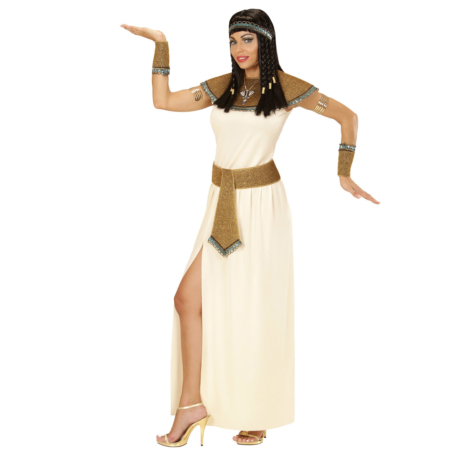 "CLEOPATRA" (Kleid, Gürtel, Kragen, Armbänder, Kopfschmuck) – Vorderansicht