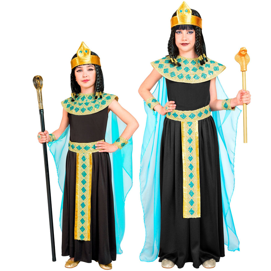 "CLEOPATRA" (Kleid mit Gürtel, Armbänder, Stirnband, Umhang) – Vorderansicht