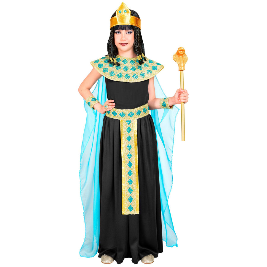 "CLEOPATRA" (Kleid mit Gürtel, Armbänder, Stirnband, Umhang) – Detailansicht