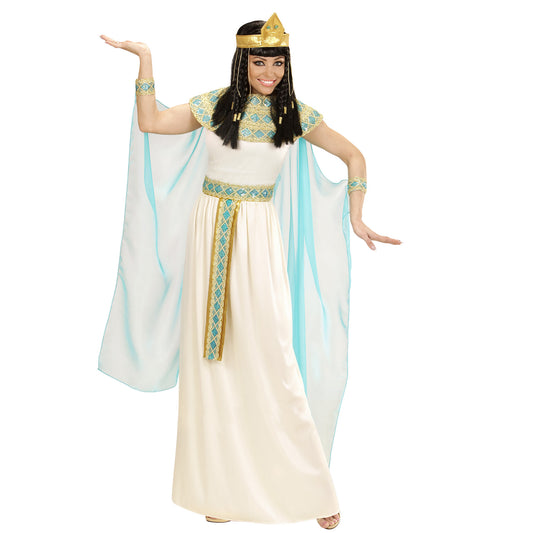 "CLEOPATRA" (Kleid mit Gürtel, Armbänder, Stirnband, Umhang) – Vorderansicht