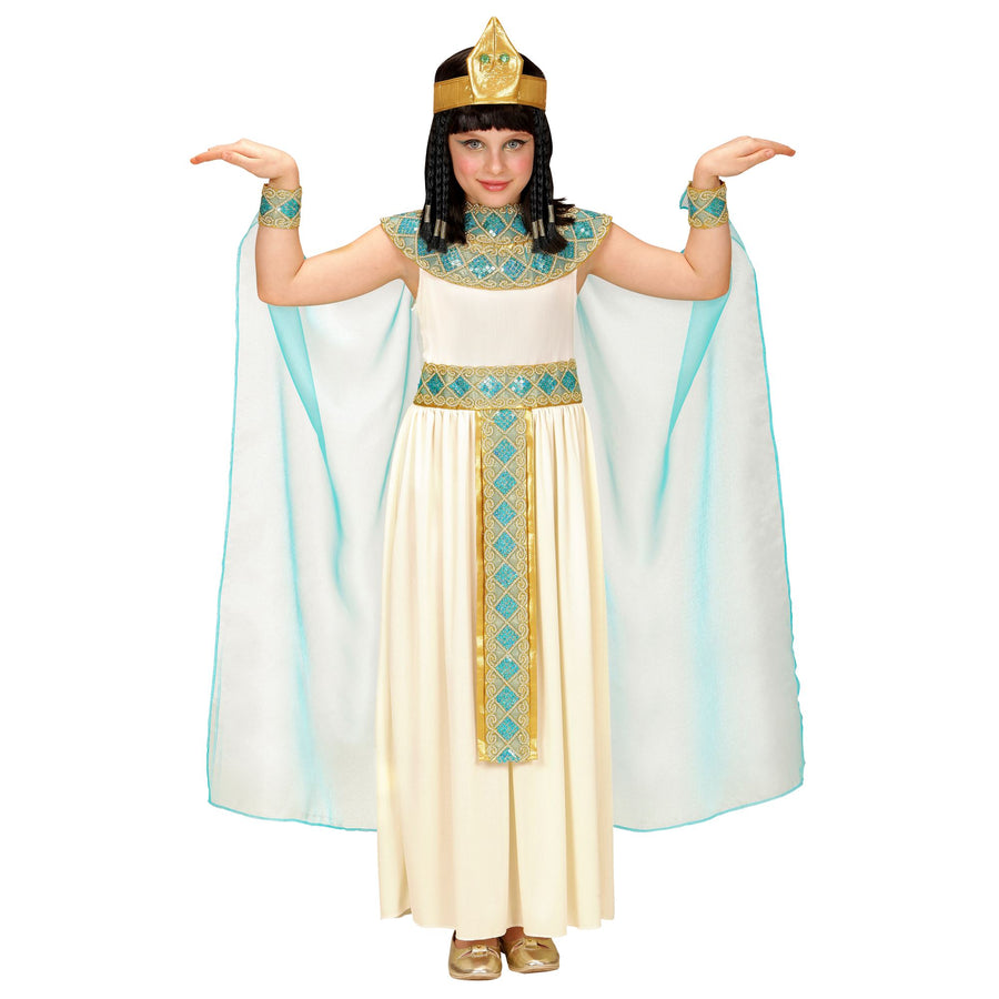 "CLEOPATRA" (Kleid mit Gürtel, Armbänder, Stirnband, Umhang) – Detailansicht