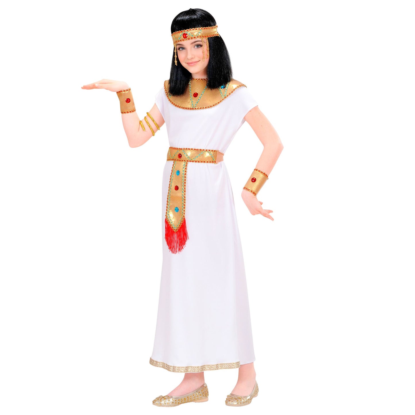 "CLEOPATRA" (Tunika, Gürtel, Halsband, Schlangenarmnänder, Kopfbedeckung) – Vorderansicht