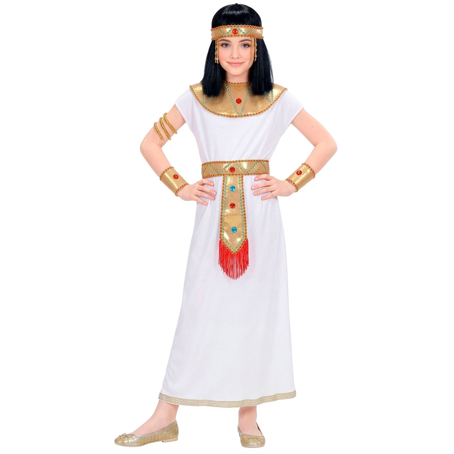 "CLEOPATRA" (Tunika, Gürtel, Halsband, Schlangenarmnänder, Kopfbedeckung) – Detailansicht