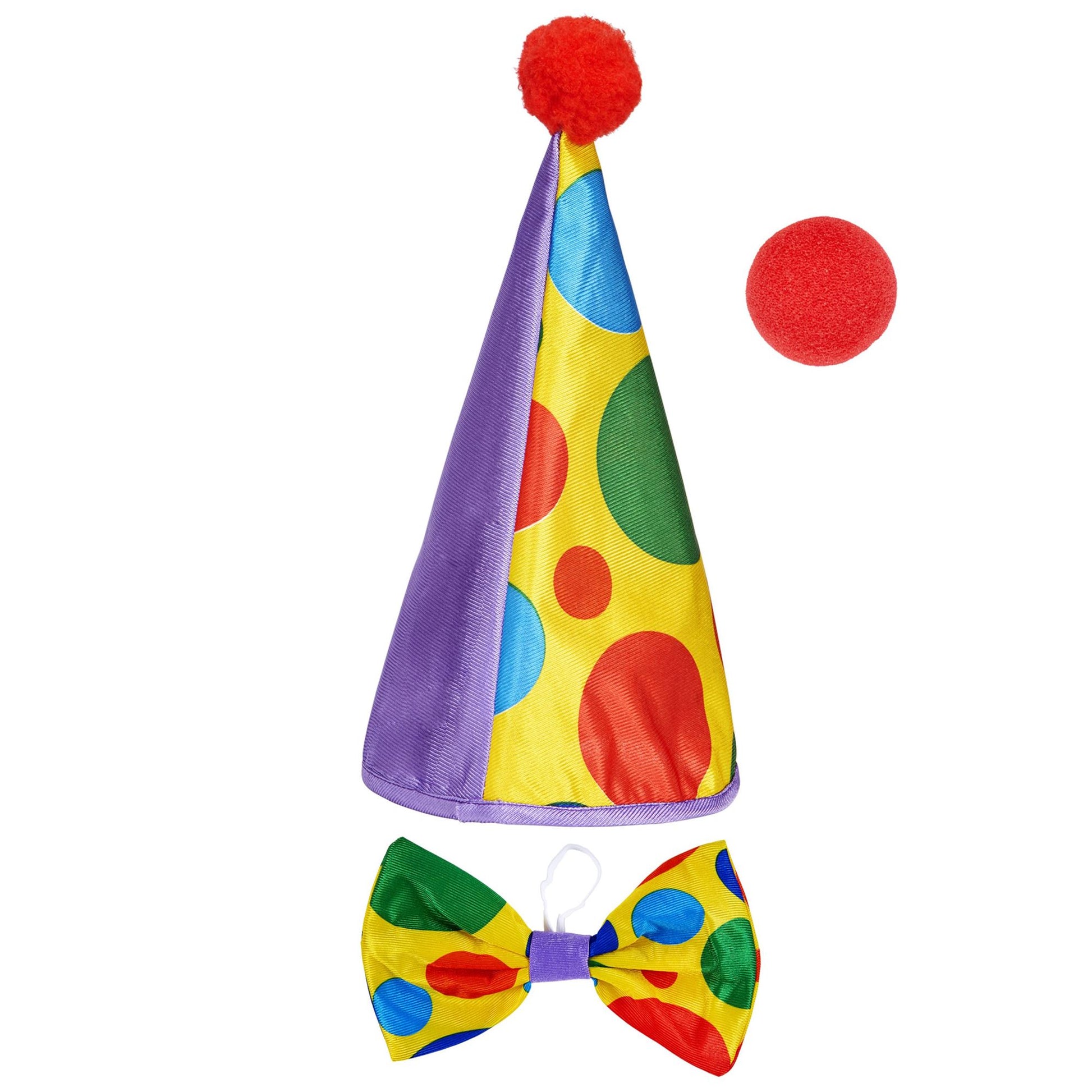 "CLOWN" Dress- Up- Set (Hut, Fliege, Nase) – Vorderansicht