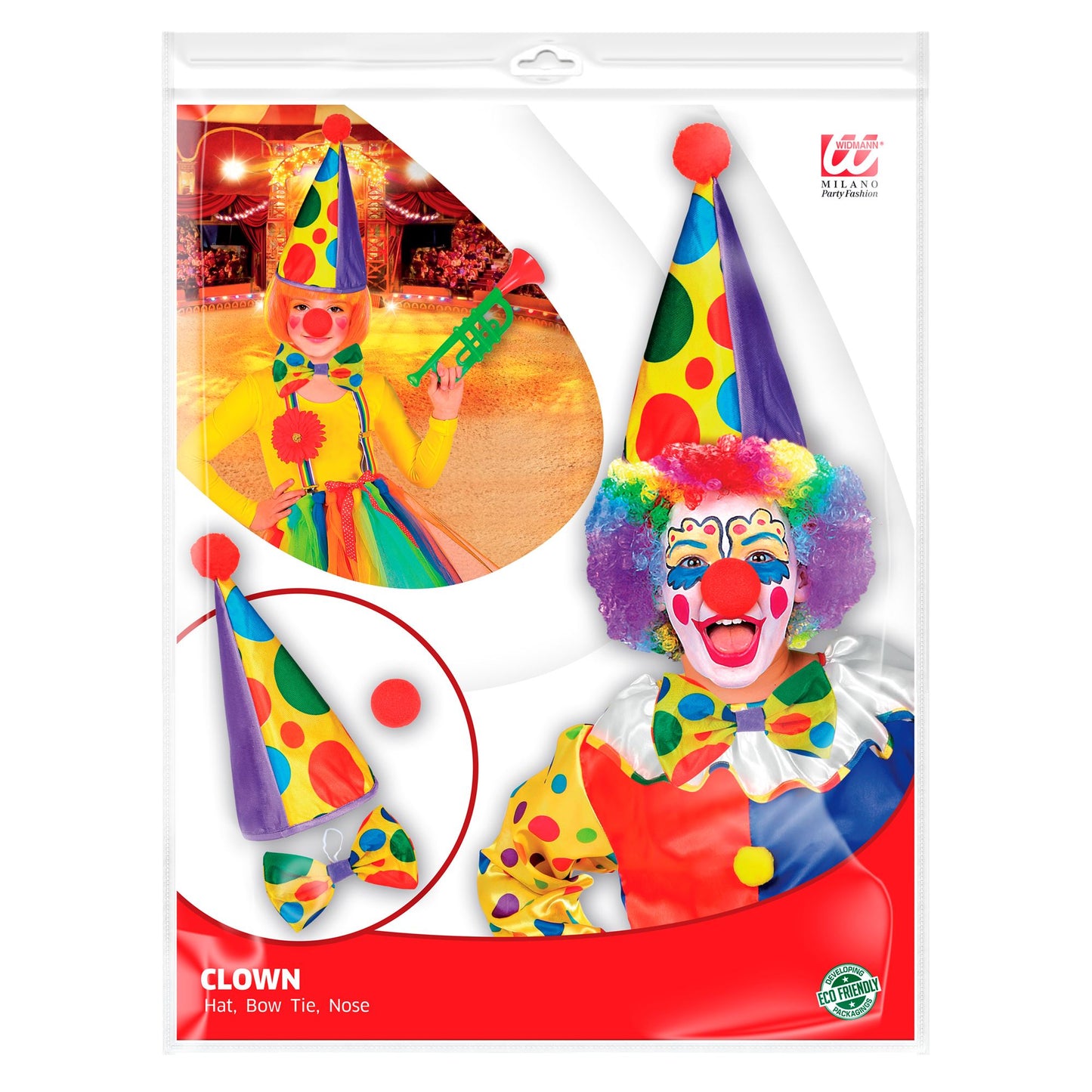 "CLOWN" Dress- Up- Set (Hut, Fliege, Nase) – Detailansicht