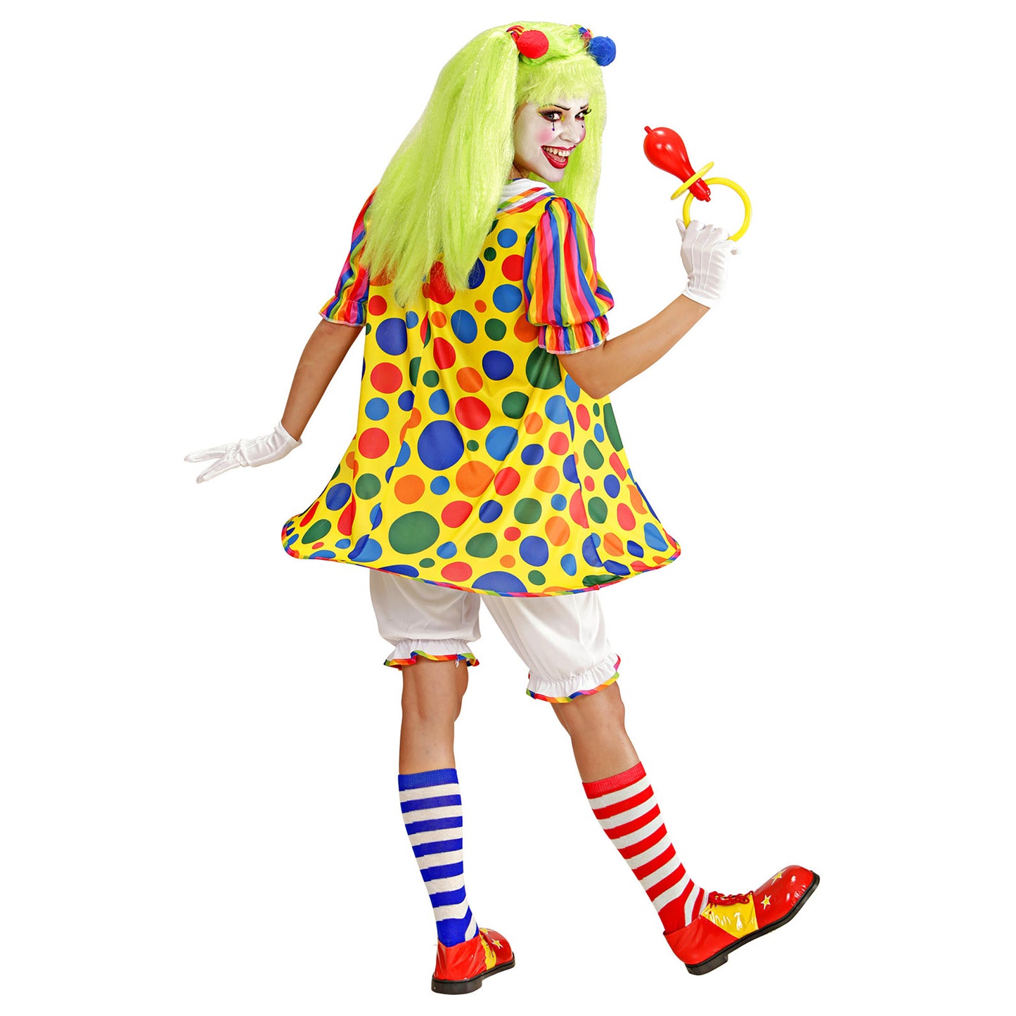 "CLOWN" (Kleid mit Bund und Reifen, Knickerbocker, Haargummis mit Pom Pom) – Ansicht 3
