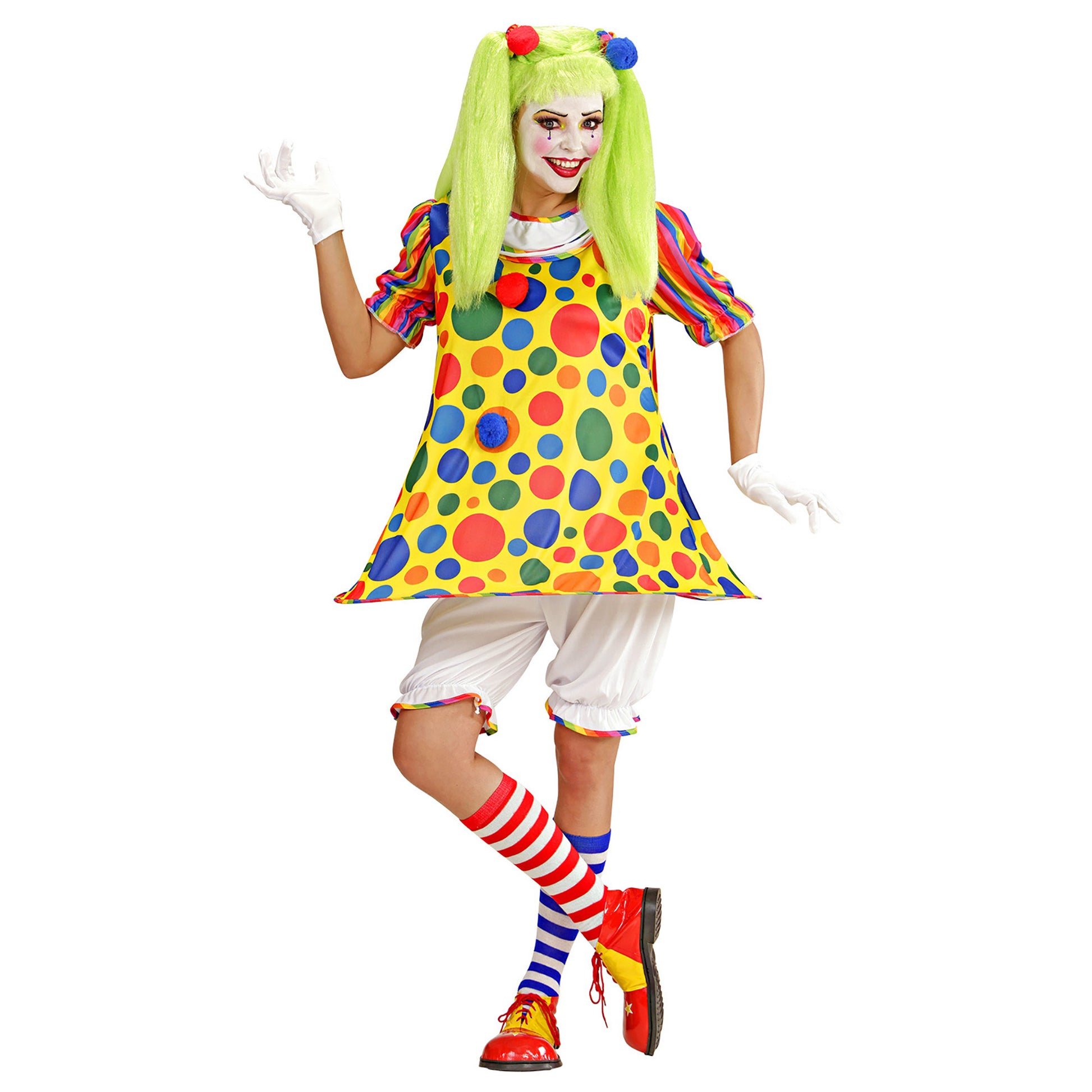 "CLOWN" (Kleid mit Bund und Reifen, Knickerbocker, Haargummis mit Pom Pom) – Ansicht 4