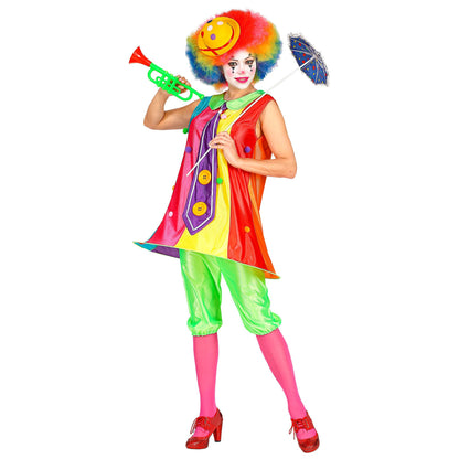 "CLOWN" (Kleid mit Reifrock und Krawatte, Hose) – Vorderansicht