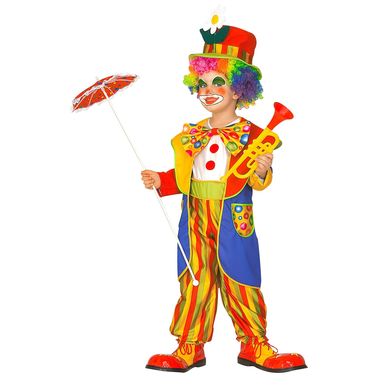 "CLOWN" (Kostüm, Jacke, Fliege, Hut) – Vorderansicht