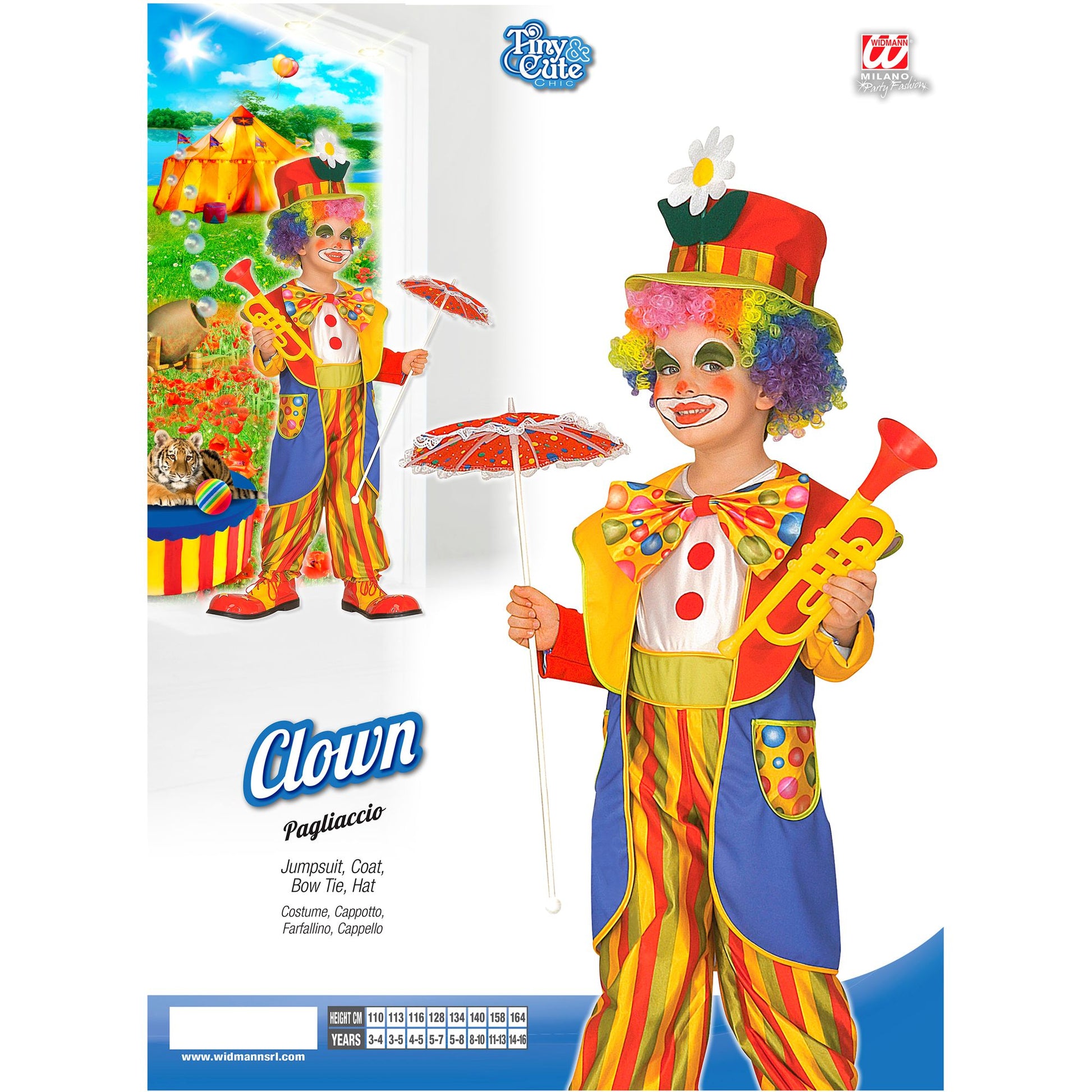 "CLOWN" (Kostüm, Jacke, Fliege, Hut) – Detailansicht