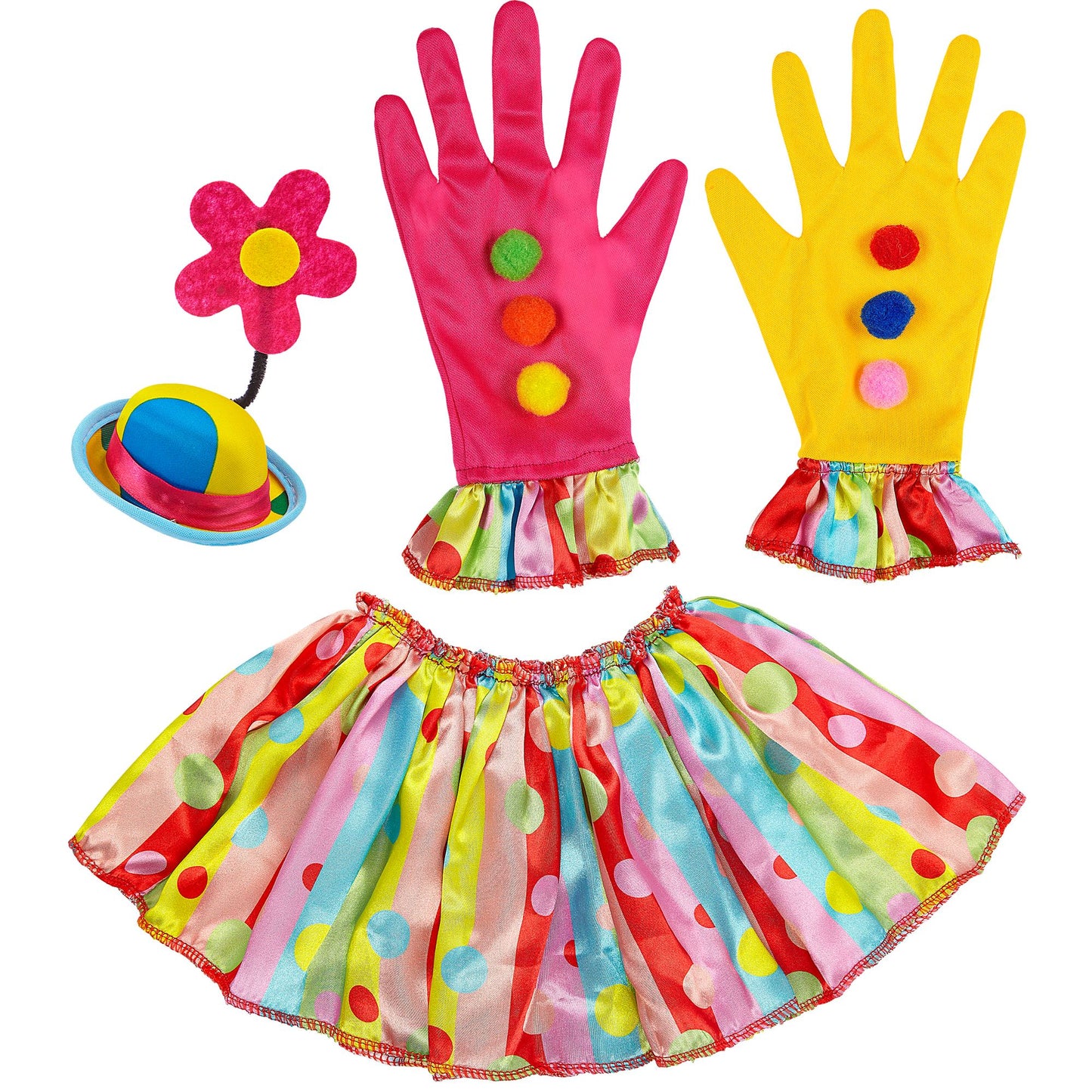 "CLOWN" (Minihut, Kragen, Handschuhe) – Vorderansicht
