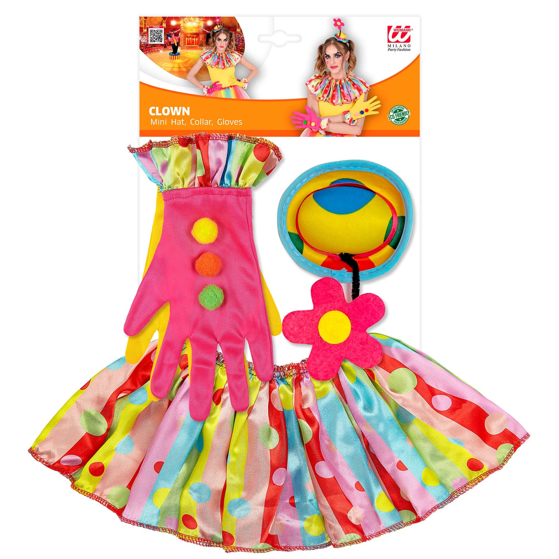 "CLOWN" (Minihut, Kragen, Handschuhe) – Detailansicht