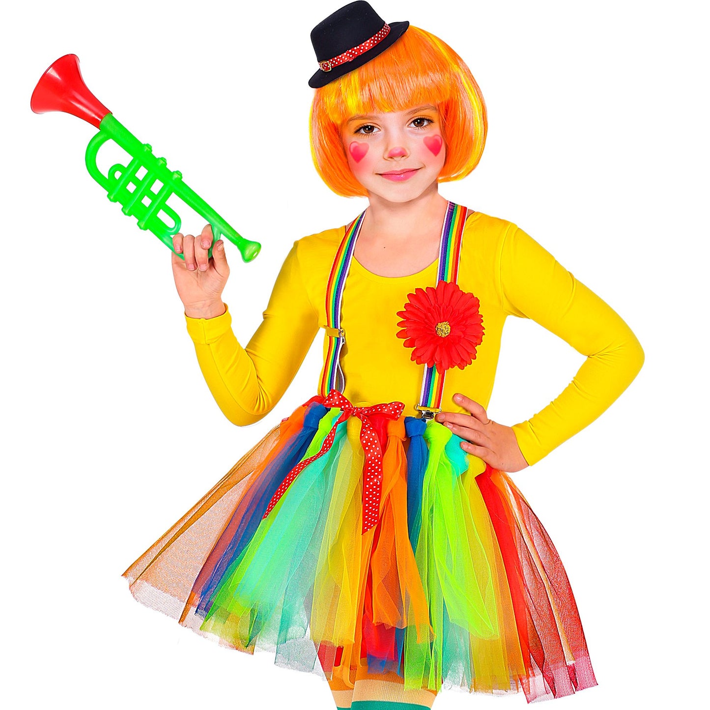 CLOWN (Tutu, Hosenträger mit Blume, Minihut) – Ansicht 3