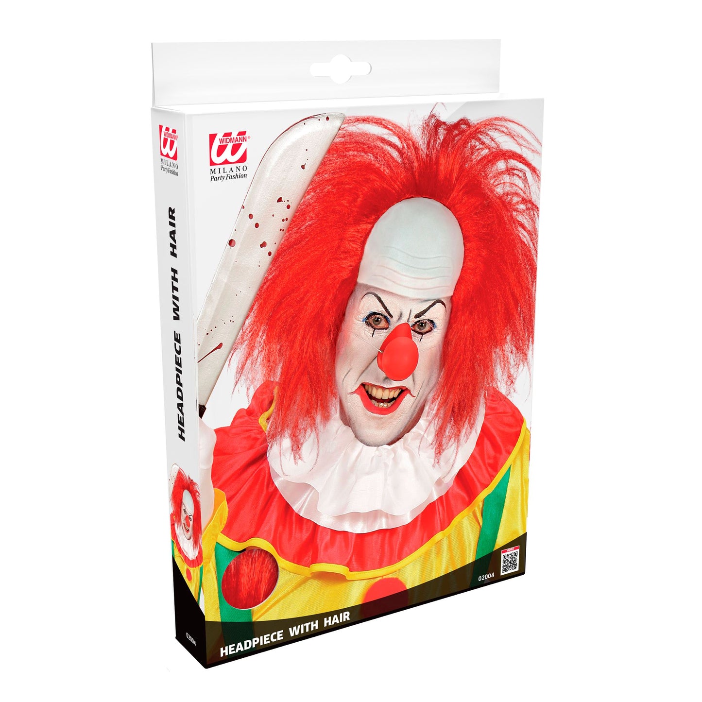 "CLOWNGLATZE MIT ROTEN HAAREN" in Box – Detailansicht