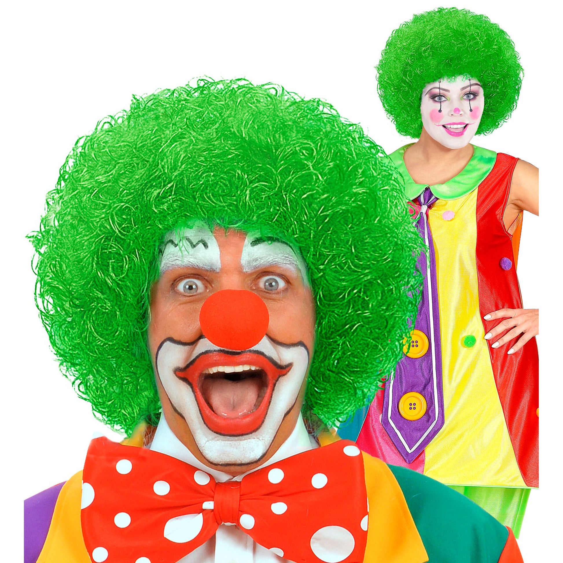 "CLOWNPERÜCKE" grün - in Polybag – Vorderansicht