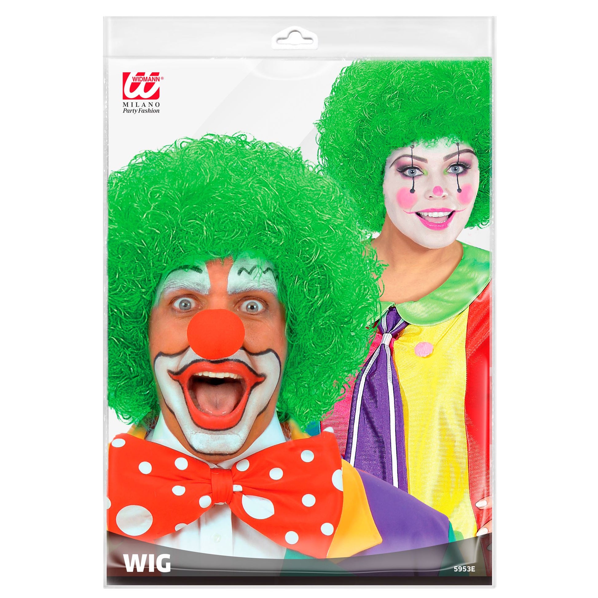 "CLOWNPERÜCKE" grün - in Polybag – Detailansicht