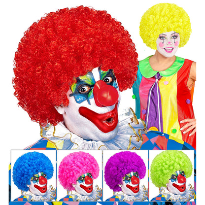 "CLOWNPERÜCKE" in Polybag -in 6 Farben sort.: grün, gelb, lila, blau, rosa, rot – Vorderansicht