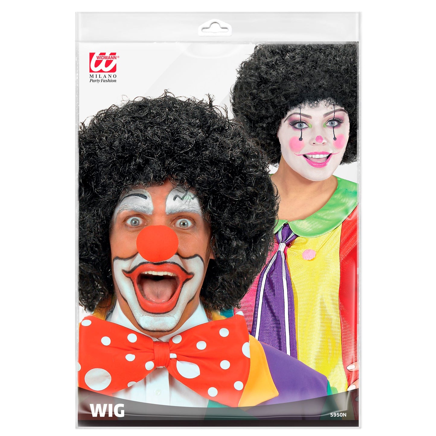 "CLOWNPERÜCKE" schwarz - in Polybag – Detailansicht