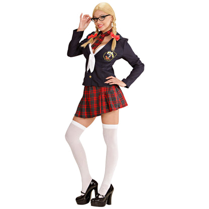 "COLLEGE MÄDCHEN" (Jacke, Schleifentop, Rock, kleine Krawatte) – Detailansicht