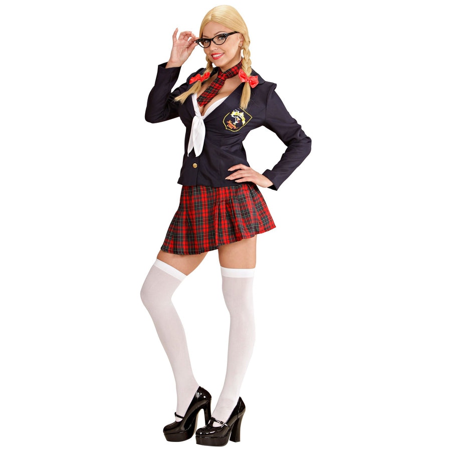 "COLLEGE MÄDCHEN" (Jacke, Schleifentop, Rock, kleine Krawatte) – Detailansicht