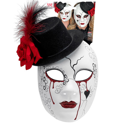 "COMMEDIA DELL'ARTE MASKE BLUTIGE FRAU MIT HUT" – Detailansicht