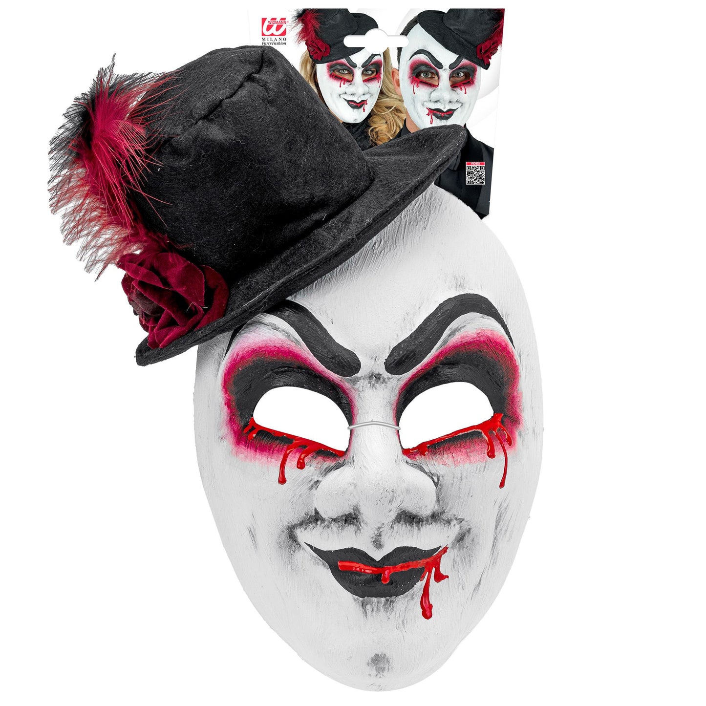 "COMMEDIA DELL'ARTE MASKE BLUTIGER MANN MIT HUT" – Detailansicht