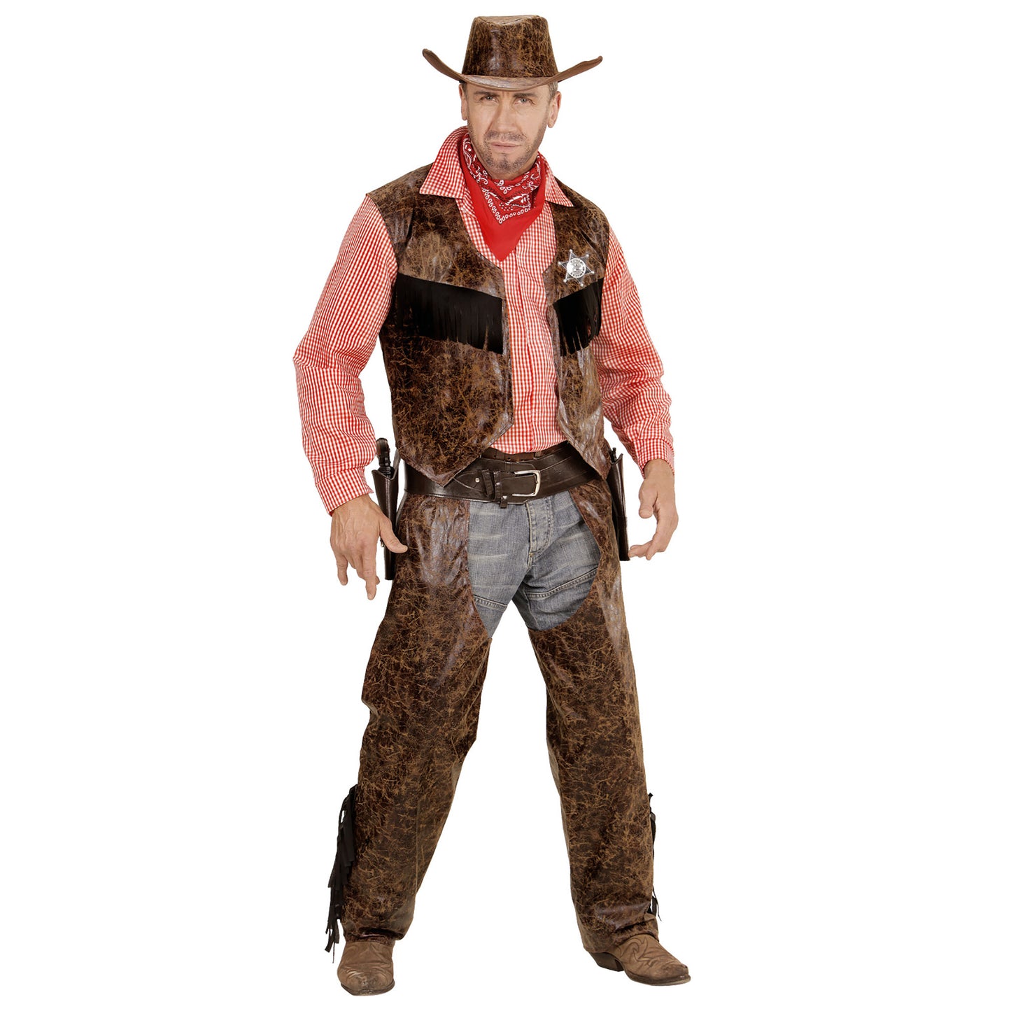 "COW BOY" (Shirt mit Weste, Chaps,Hut) – Vorderansicht