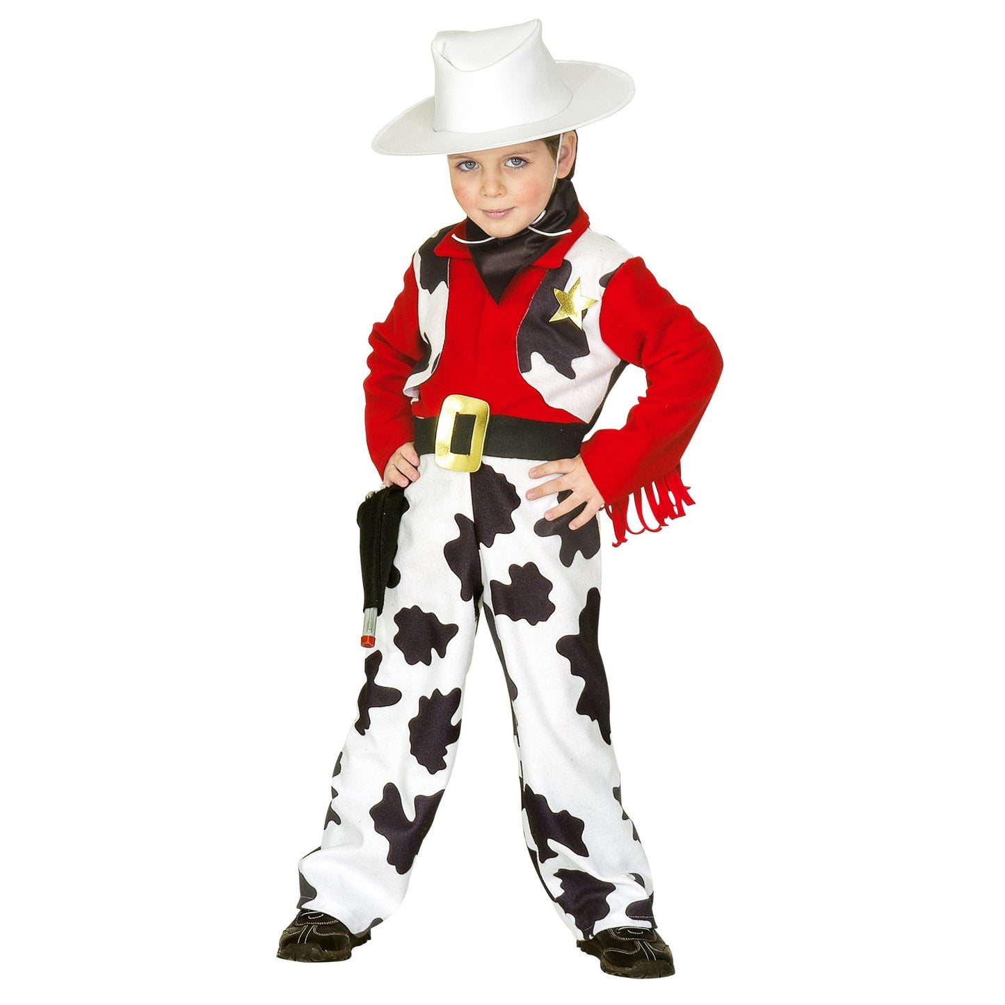 "COWBOY" (Kostüm mit Weste, Gürtel, Halstuch, Hut) – Vorderansicht