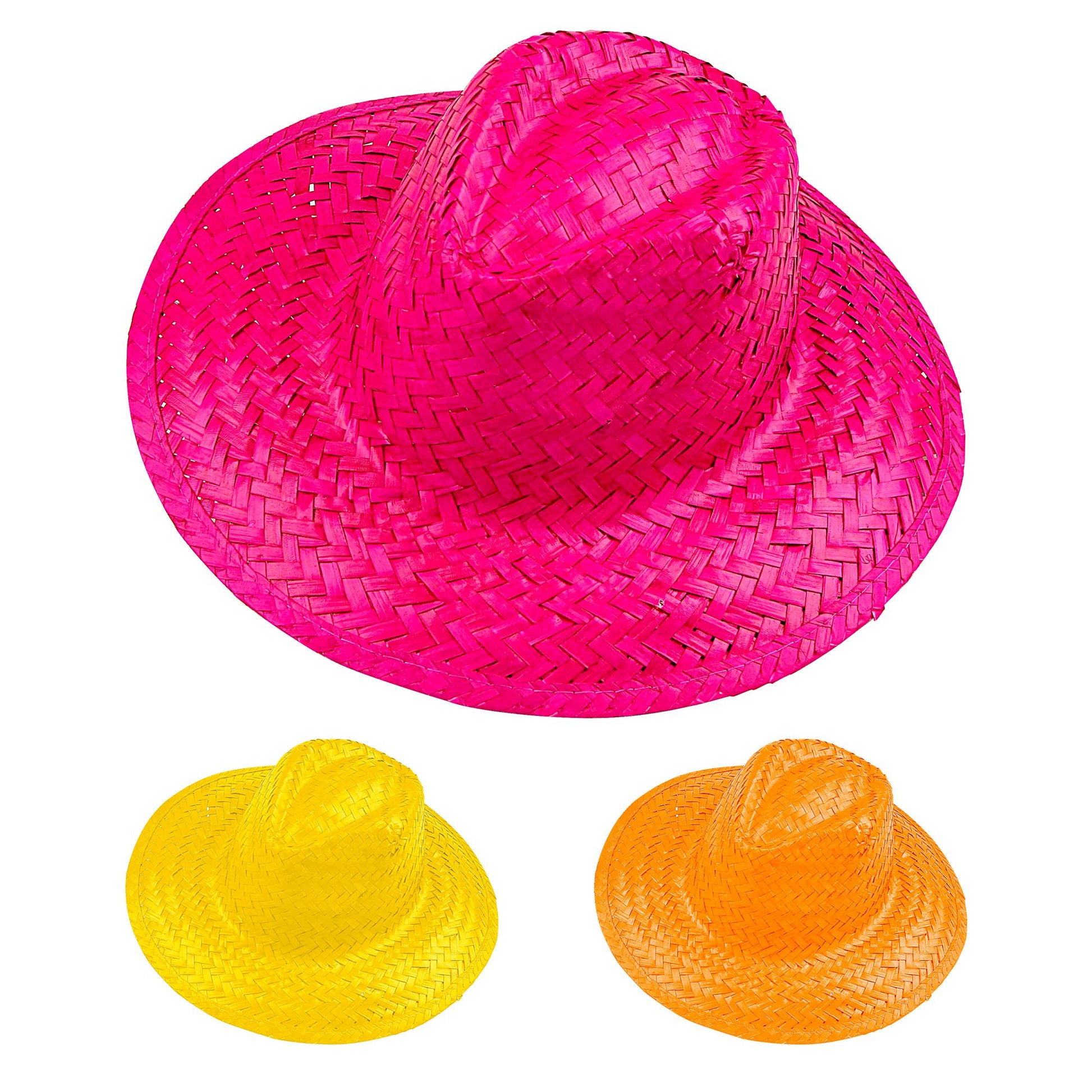 "COWBOY STROHHUT" in rosa, gelb, orange sort – Vorderansicht