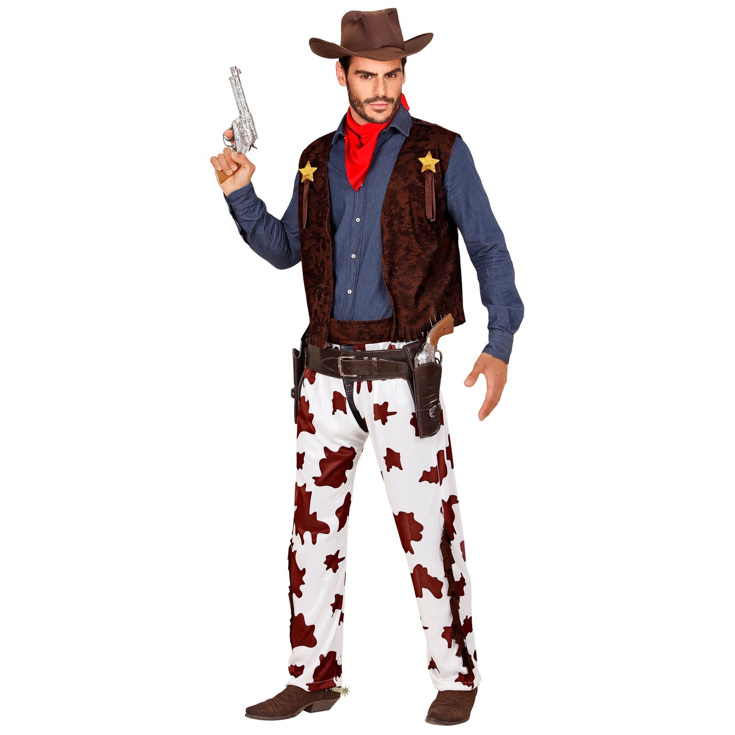 "COWBOY" (Weste, Chaps, Hut, Bandana) – Vorderansicht