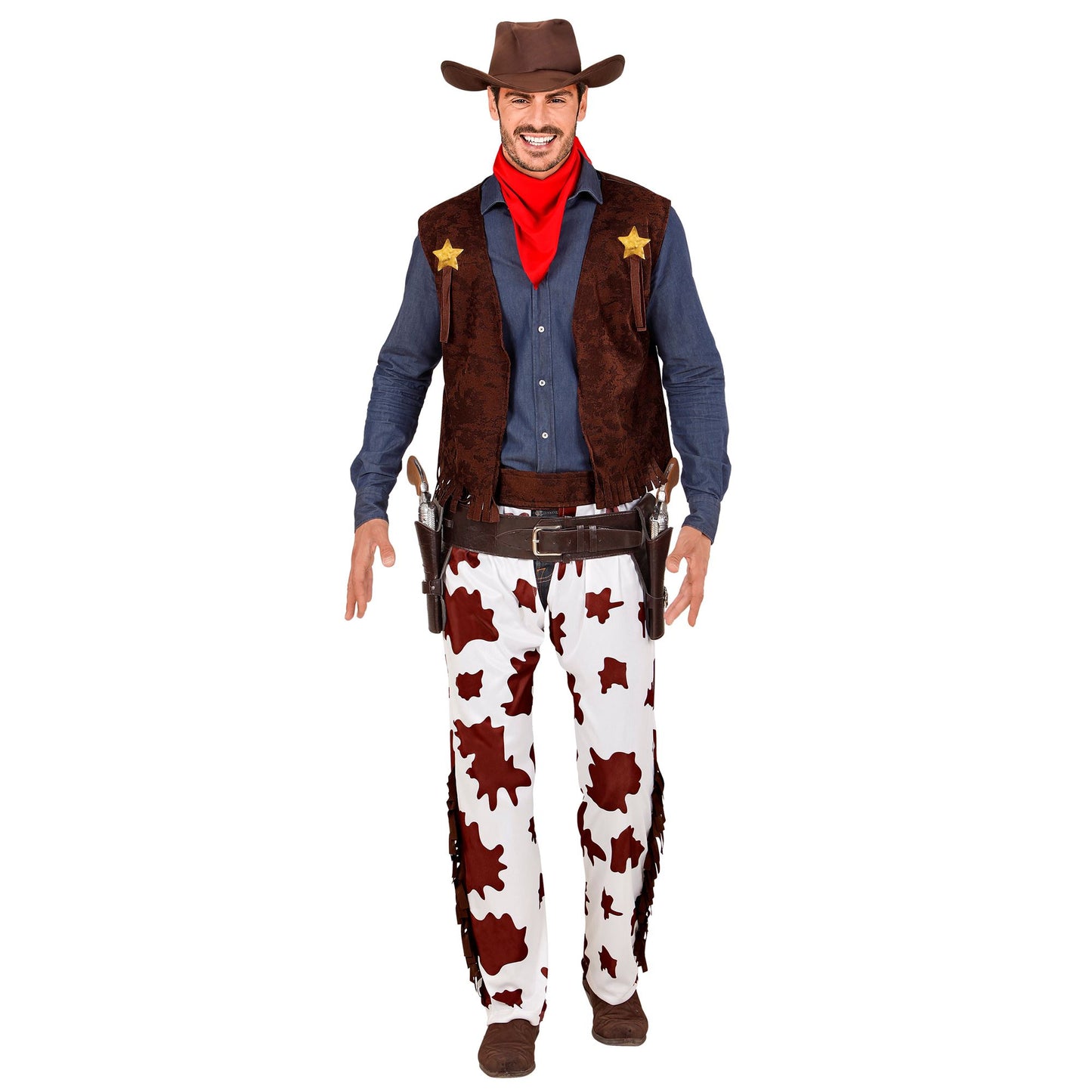 "COWBOY" (Weste, Chaps, Hut, Bandana) – Detailansicht