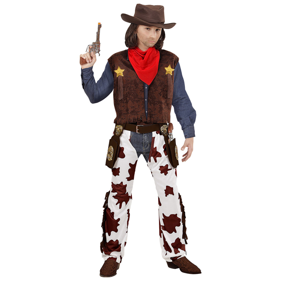 "COWBOY" (Weste, Chaps, Hut, Bandana) – Vorderansicht