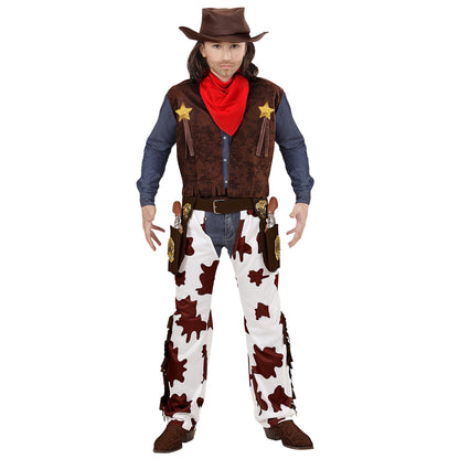 "COWBOY" (Weste, Chaps, Hut, Bandana) – Detailansicht